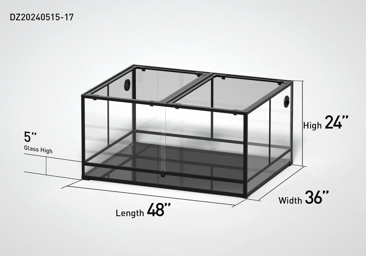 RTHabitat 180 Gallon 48" x 36" x 24" Large Glass Reptile Enclosure with Sliding Doors