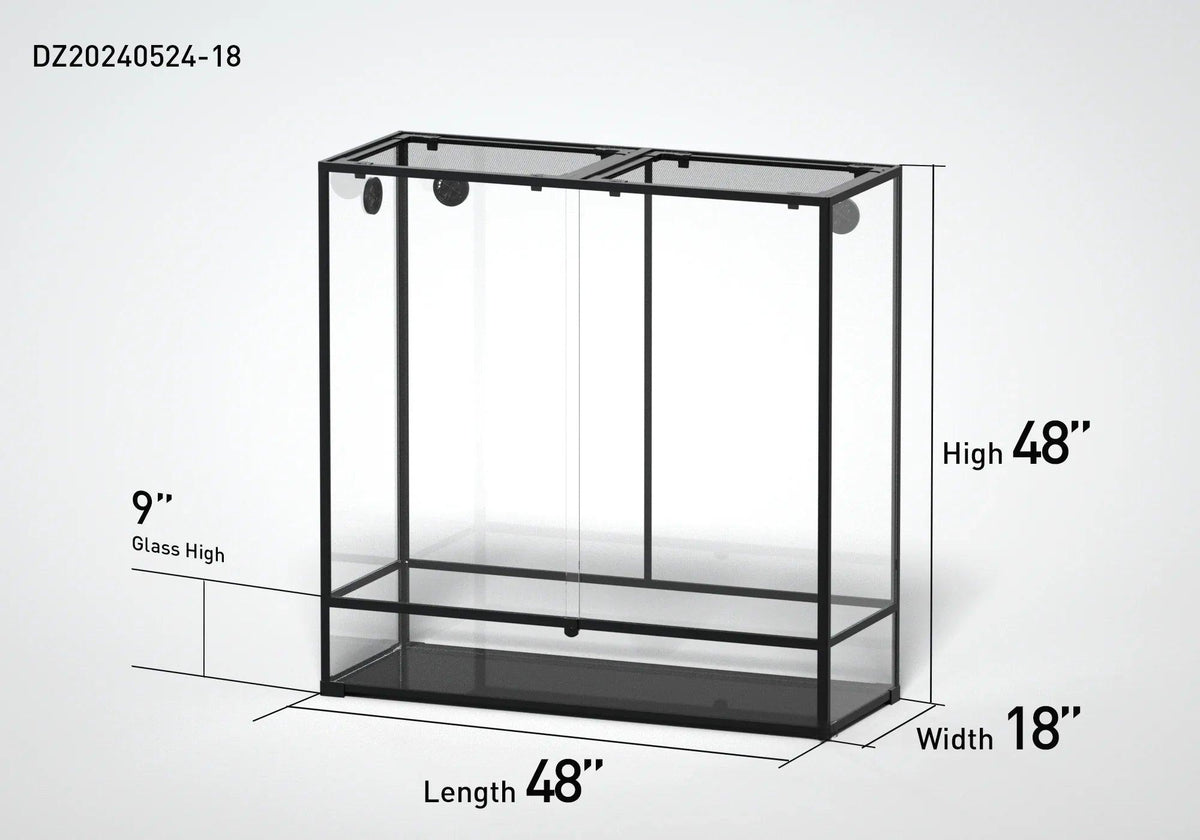 RTHabitat 48" x 18" x 48" Tall Glass Reptile Enclosure with Sliding Doors