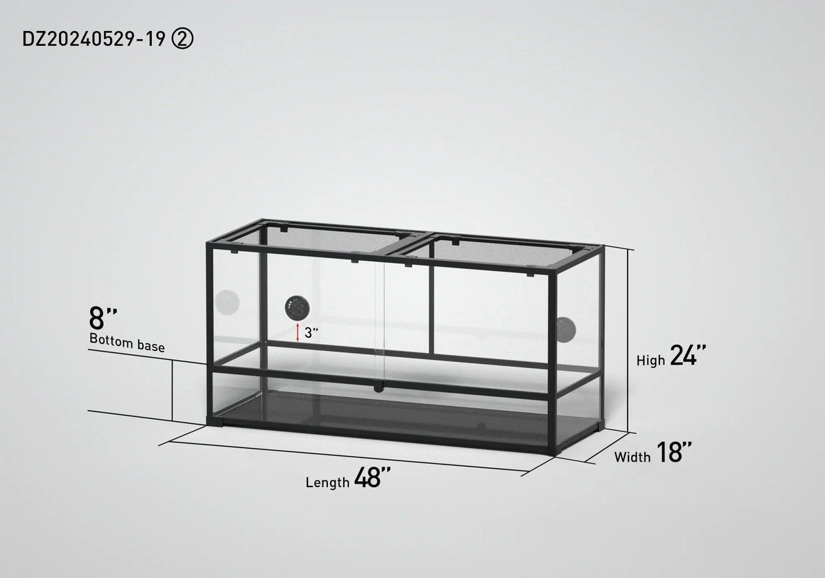 RTHabitat 48" x 24" x 36" Large Glass Reptile Enclosure with Sliding Doors