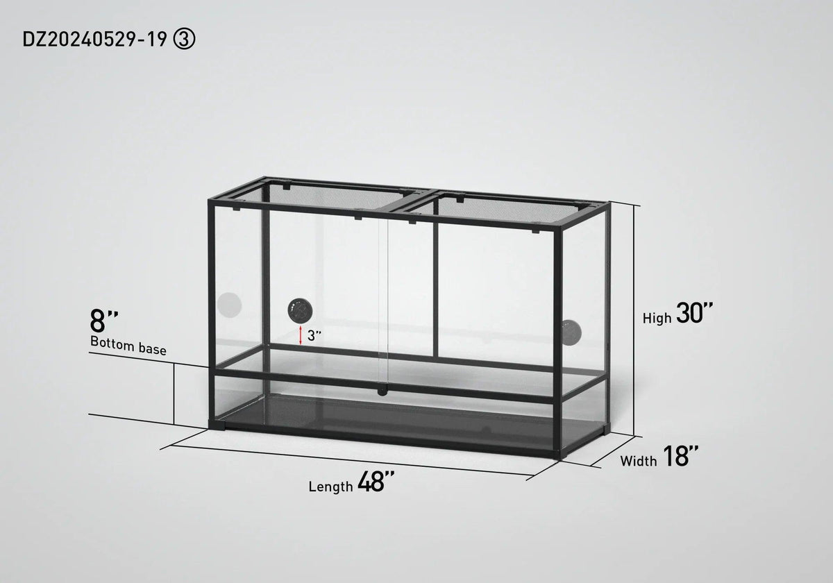 RTHabitat 31 Gallon 47" x 15" x 10" Low-Profile Glass Reptile Enclosure with Sliding Doors