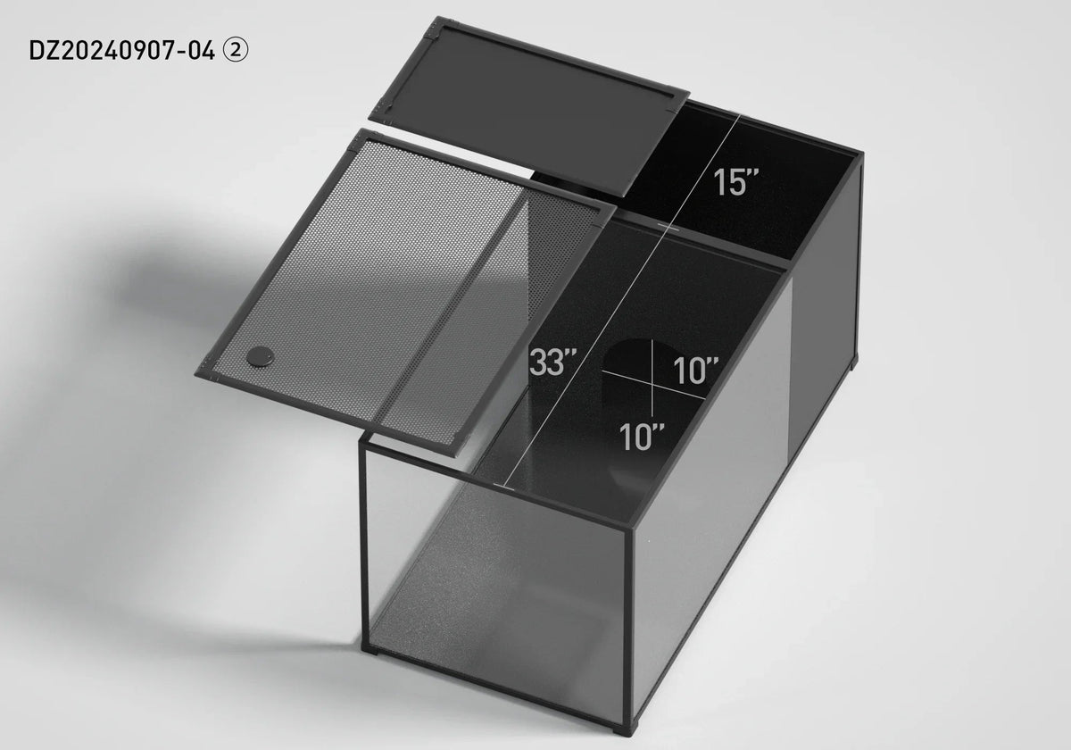 RTHabitat 120 Gallon 4x2x2 Glass Reptile Enclosure – 48" x 24" x 24"