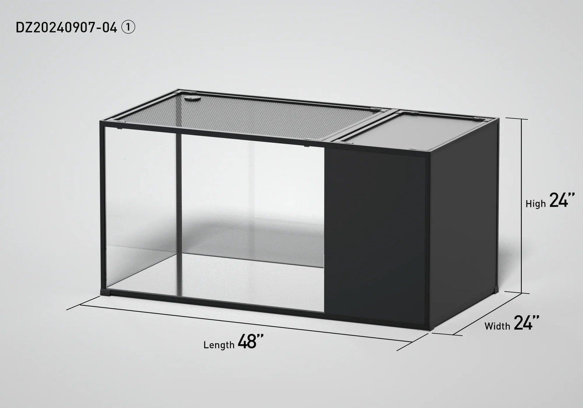RTHabitat 120 Gallon 4x2x2 Glass Reptile Enclosure – 48" x 24" x 24"