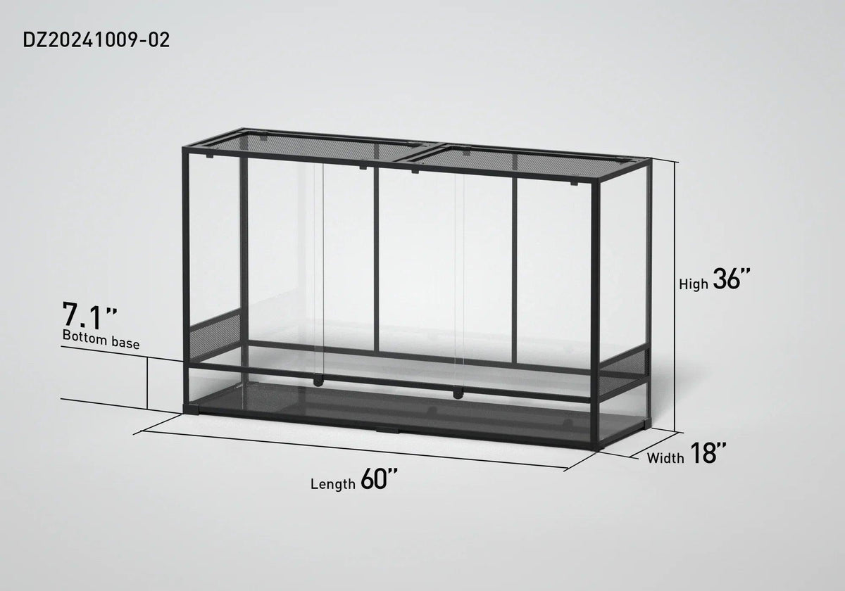 RTHabitat 168 Gallon 60" x 18" x 36" Glass Reptile Enclosure with Sliding Doors