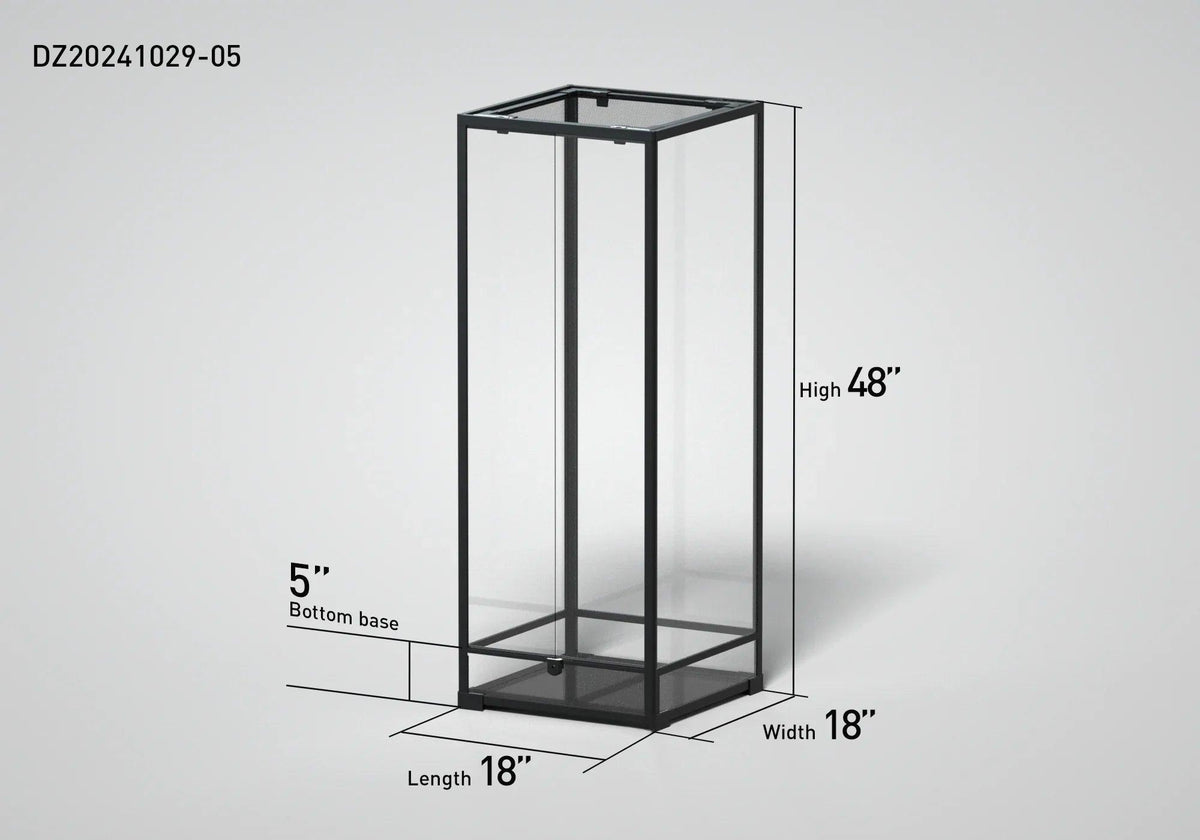 RTHabitat 18" x 18"x 48" Glass Reptile Terrarium with Hinge Door Custom Reptile Tank (customed reptile cage)