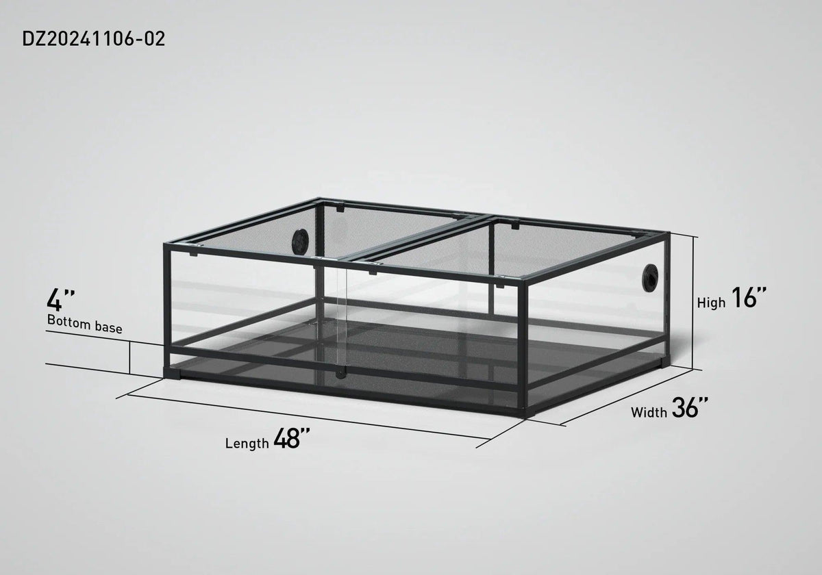 RTHabitat 48" x 36" x 16" Glass Reptile Enclosure with Sliding Doors