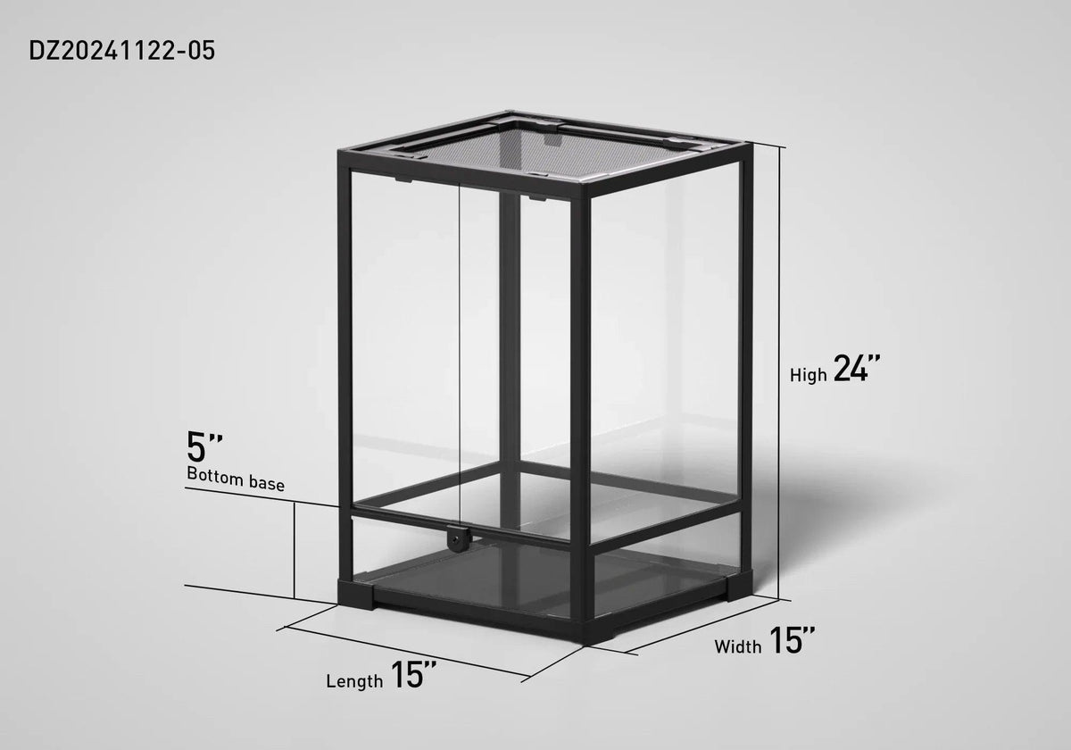 RTHabitat 15" x 15" x 24" Vertical Glass Reptile Enclosure with Hinged Door