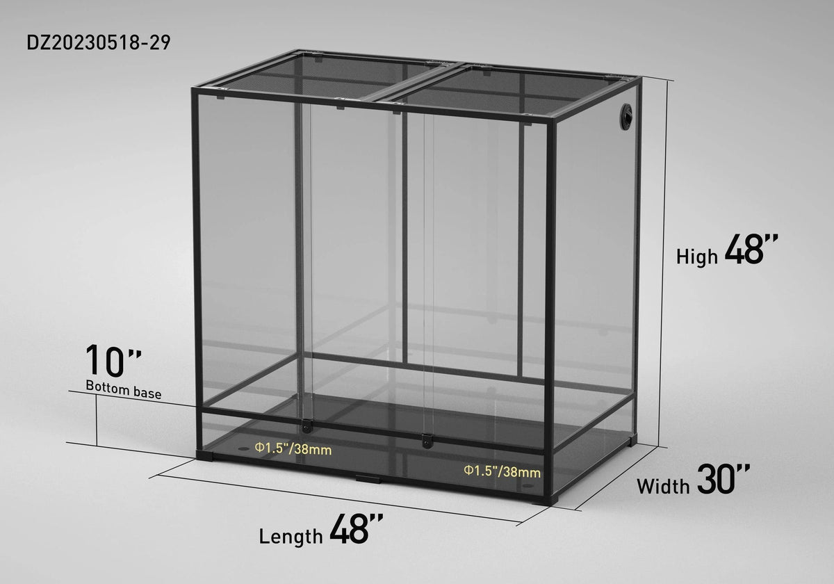 RTHabitat 300 Gallon 48" x 30"x 48" Glass Reptile Terrarium with Sliding Door Reptile Habitat Tank (customed reptile cage)