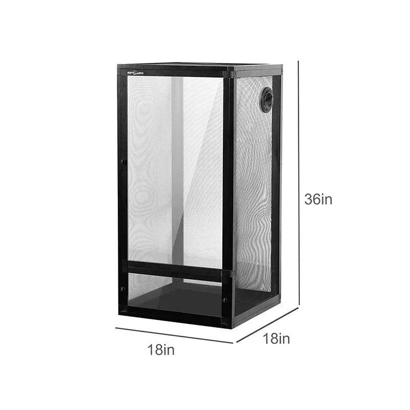 Foldable 48 Gallon Air Screen Cage, Vertical Reptile Terrarium 18" x 18"x 36" Reptile Tank for Chameleon Iguana PAC454590A - RTHabitat