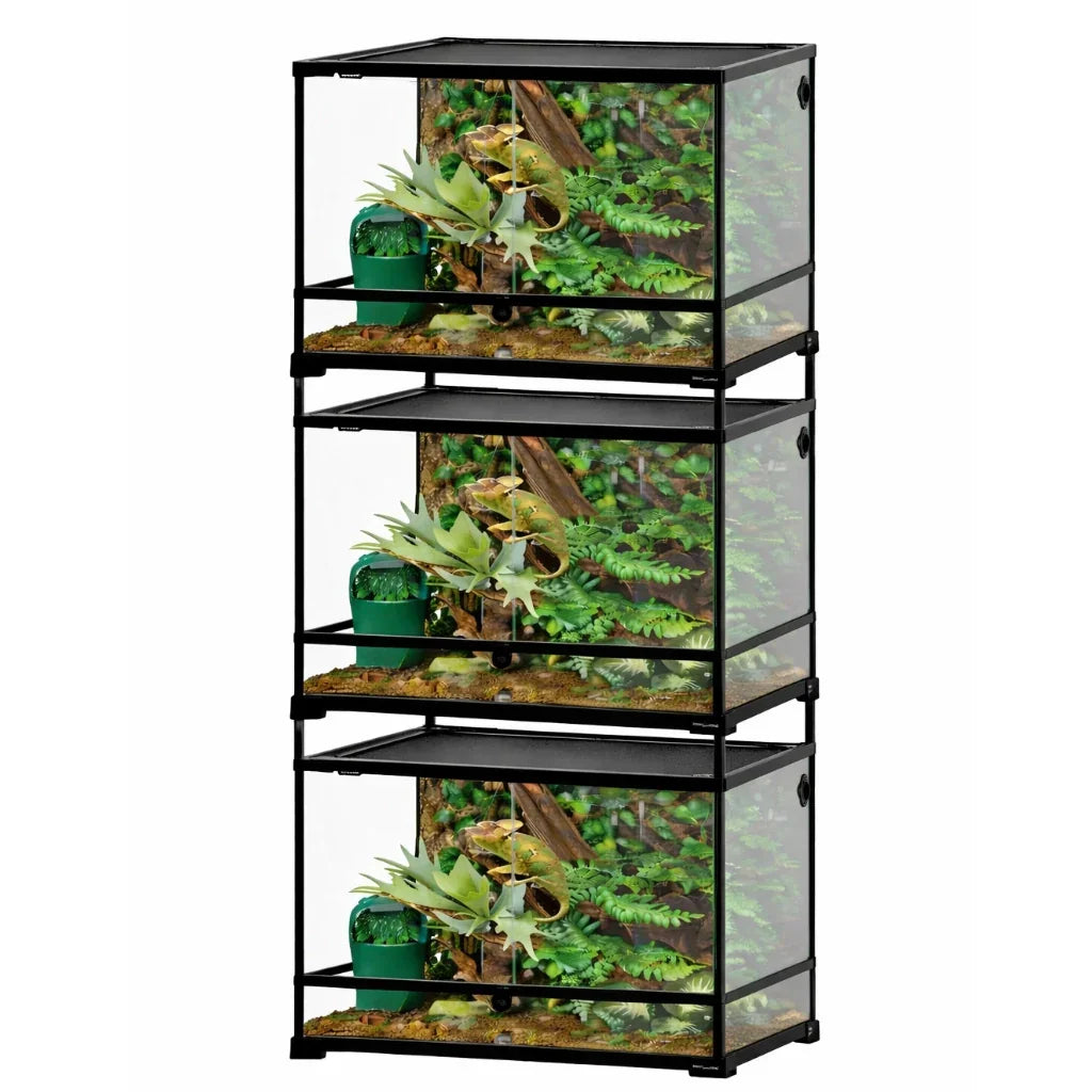 60 Gallon Reptile Tank 24x24x24inch Front Opening Terrarium With Double Hinge Door