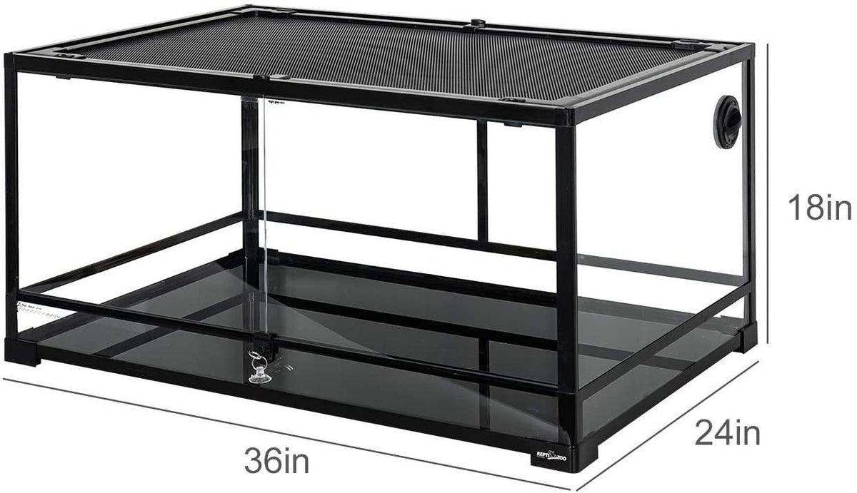 RTHabitat 67 Gallon Reptile Glass Terrarium 36" x 23.6" x 18", Double Hinge Door with Screen Ventilation bearded dragon tank(Knock-Down) RK0134 - RTHabitat