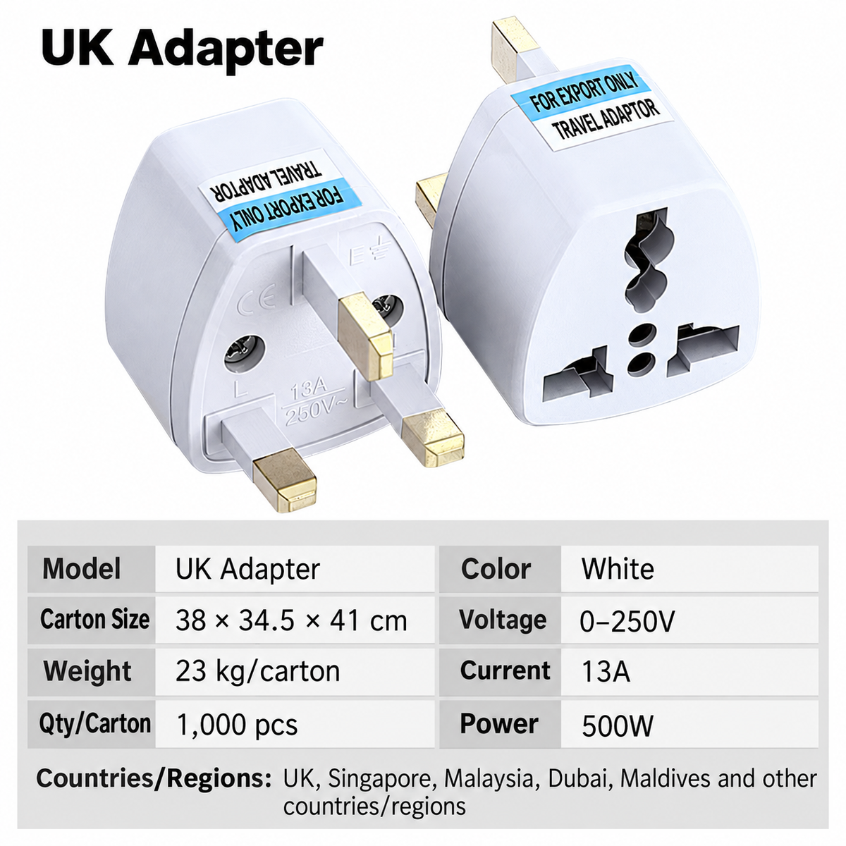 Universal Travel Adapter Multi-Standard Plug with Compact Design