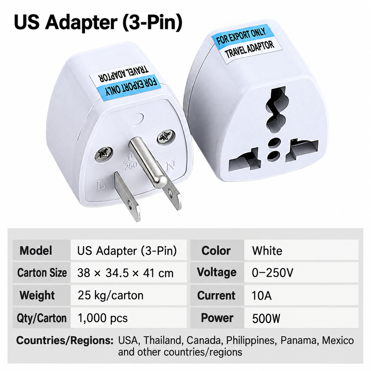 Universal Travel Adapter Multi-Standard Plug with Compact Design