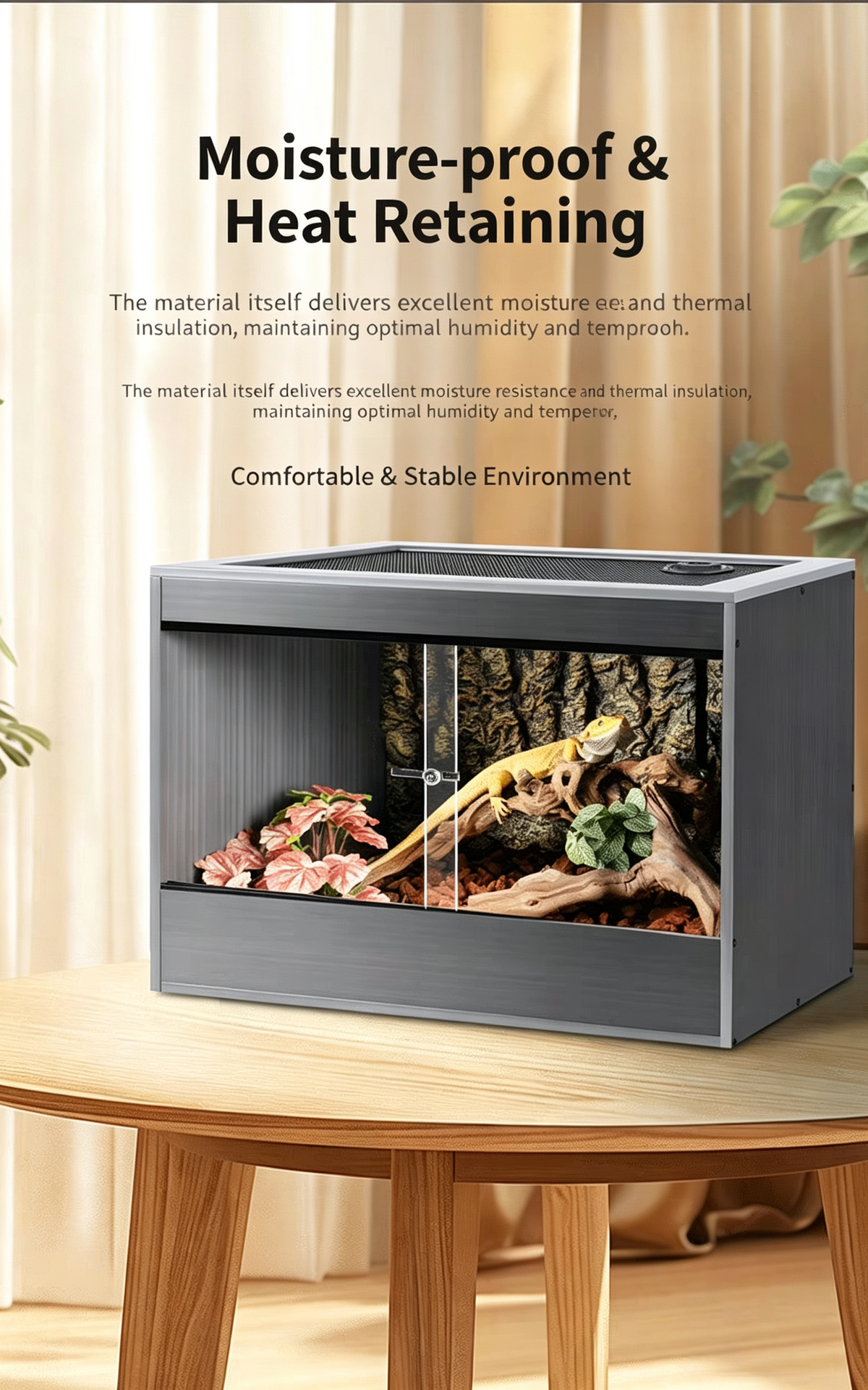 RTHabitat Calcium Plastic Reptile Terrarium Sliding Glass Doors