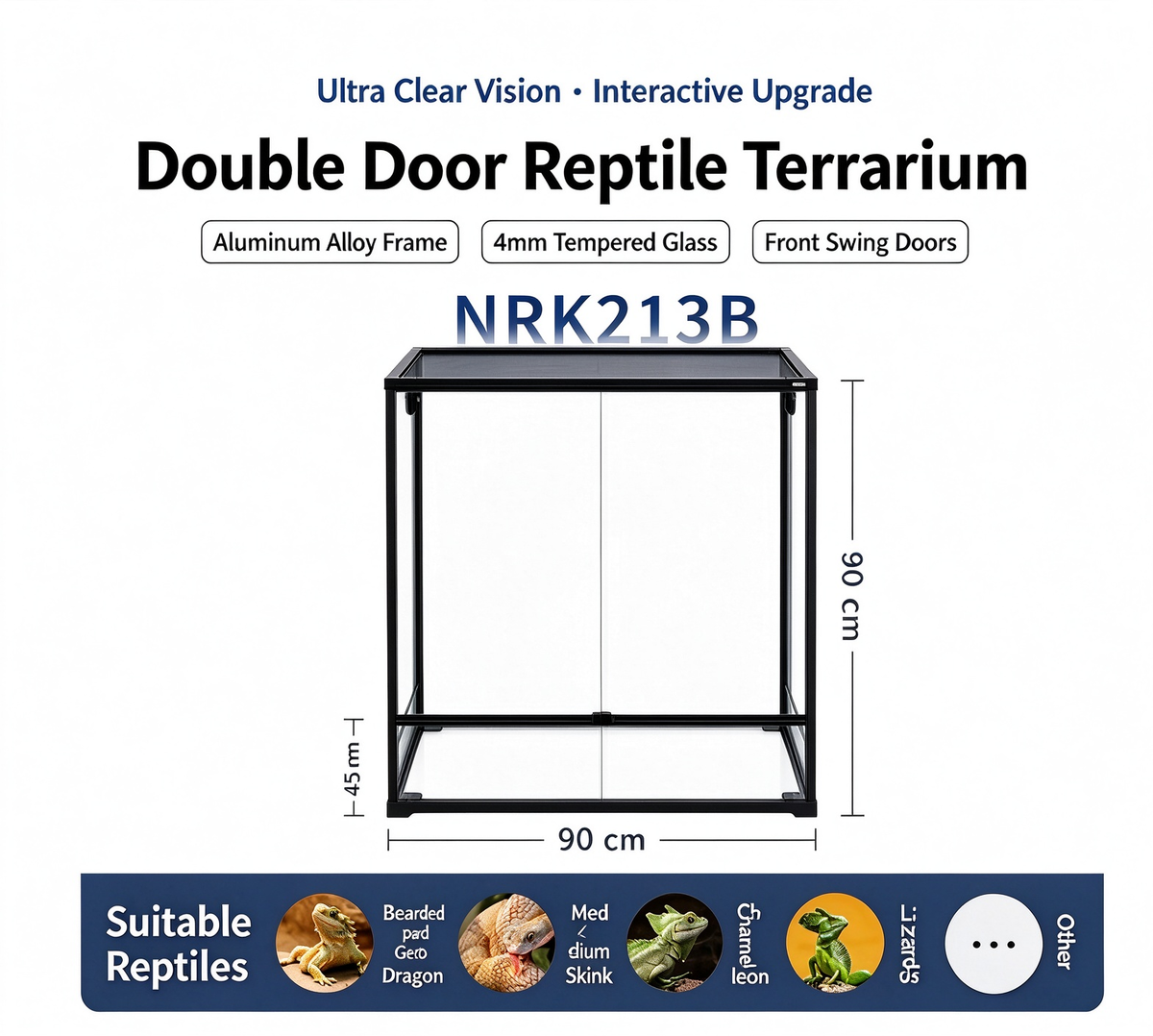 RTHabitat Premium Aluminum Frame Terrarium Double Swing Door Design