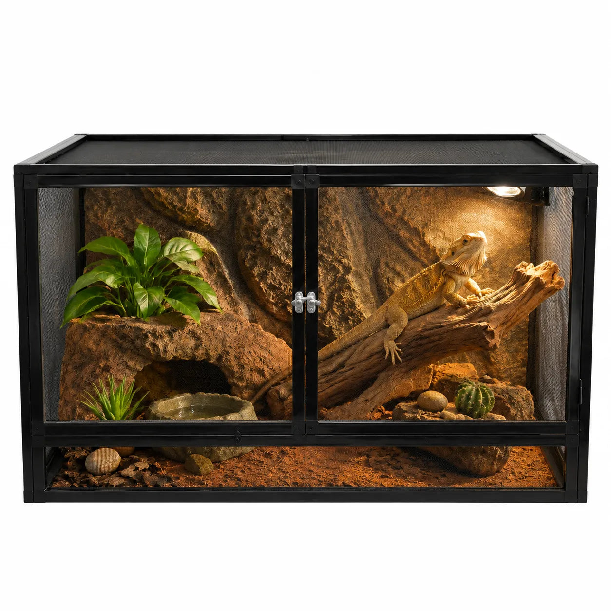 RTHabitat Premium Aluminum Mesh Reptile Enclosure – 45/66 Gallon Full Ventilation Habitat for Chameleons, Lizards, Snakes & Geckos