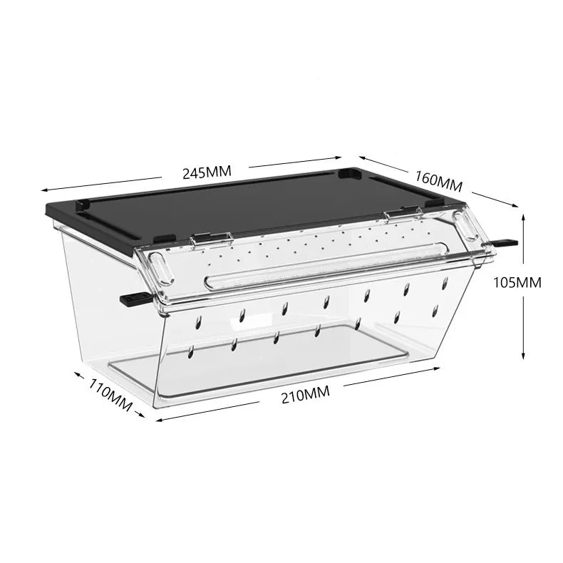 RTHabitat Clear Reptile Habitat Box Stackable Enclosure with Feeding Door
