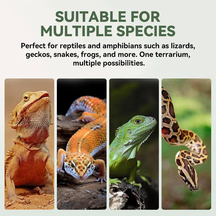 RTHabitat Premium Aluminum Frame Reptile Enclosure Tempered Glass Doors PVC Side Panels