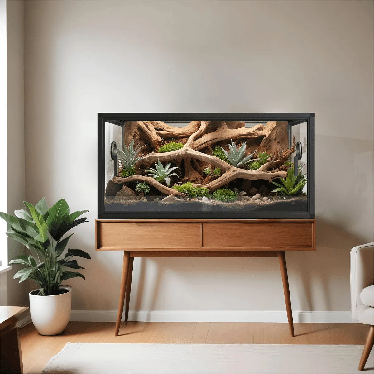RTHabitat Premium Aluminum Frame Reptile Enclosure – 65/85/120 Gallon Habitat with Tempered Glass Doors & PVC Back Panel for Lizards, Snakes & Geckos