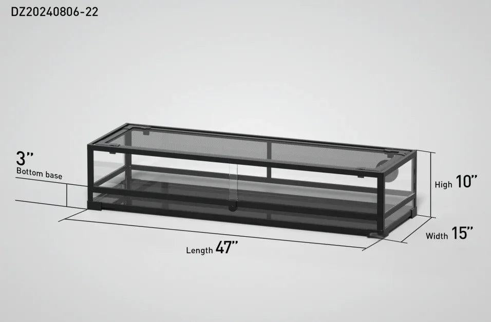 RTHabitat 47 Gallon 42" x 15" x 17" Glass Reptile Enclosure with Sliding Doors