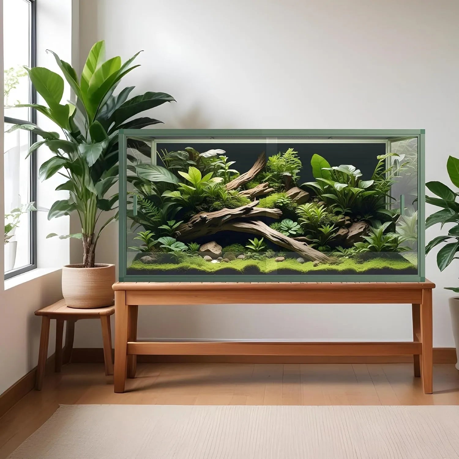 RTHabitat Premium Aluminum Frame Reptile Enclosure – 65/85/120 Gallon Habitat with Tempered Glass Doors & PVC Back Panel for Lizards, Snakes & Geckos