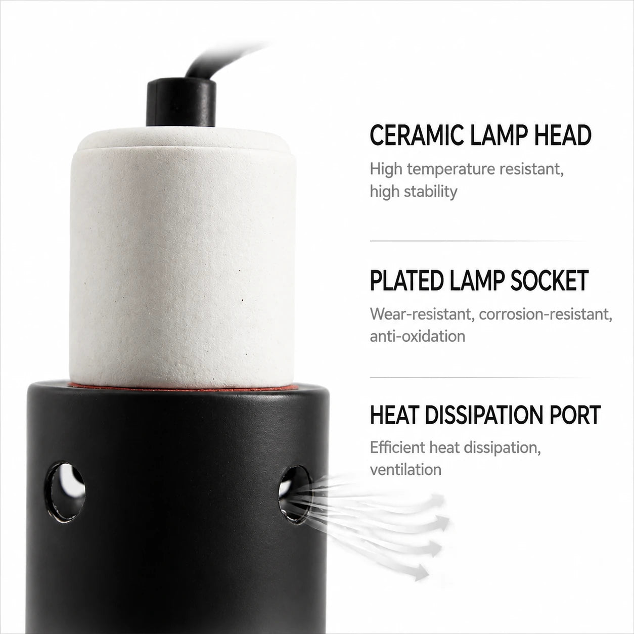 Reptile Lamp Holder for UVB Heat Bulb and Efficient Basking