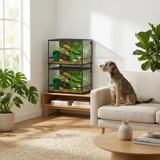 60 Gallon Reptile Tank 24x24x24inch Front Opening Terrarium With Double Hinge Door